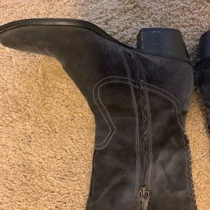 Grey Suede knee high boots